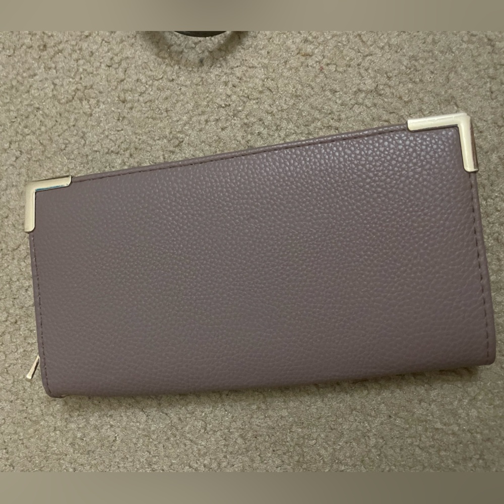 Elegant Purple Taupe Wallet with Gold Accents